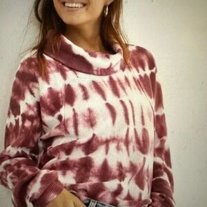 Anthropologie Pilcro Angie Tie-Dye Cowl Neck Thermal Top